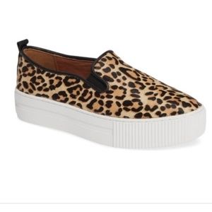 Halogen Baylee Leopard Calf Hair Platform Slip On Sneakers Size 7